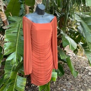 Fashion off the shoulder ruched dress